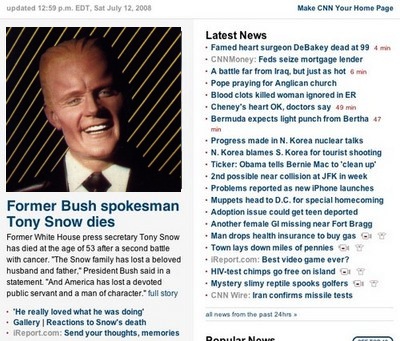 CNN.com shot altered to include picture of Max Headroom
