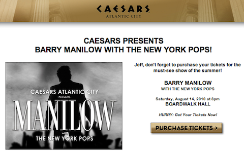 Invitation to Manilow concert